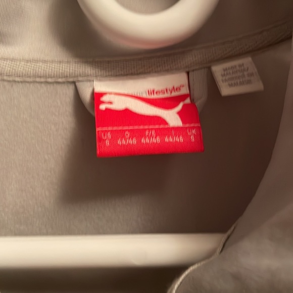 Men’s Puma track jacket. Gray with blue and black stripe. Size small. - Picture 2 of 4